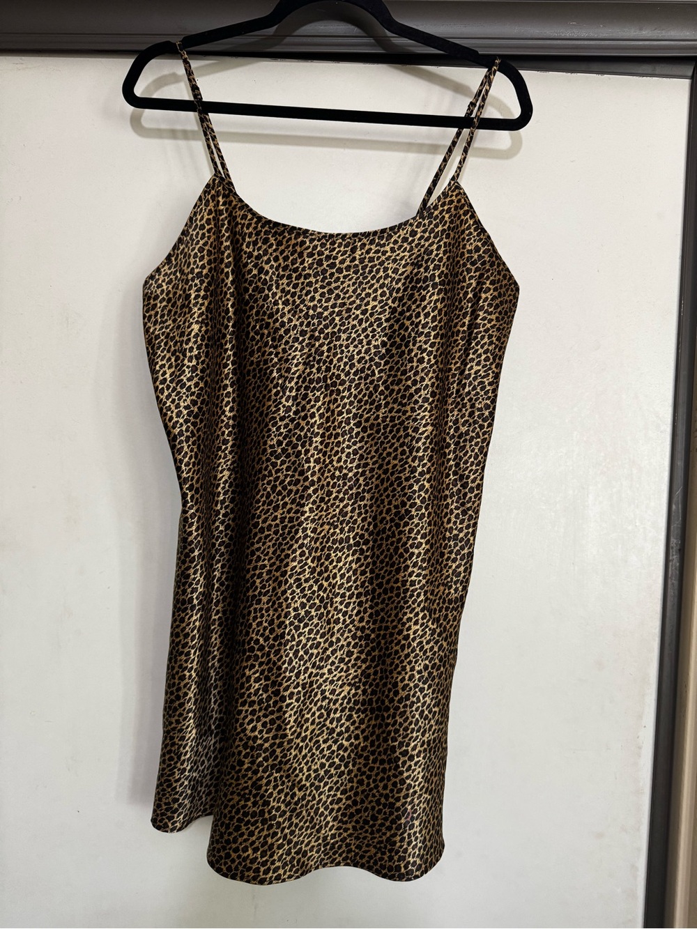Leopard Print Slip Sleep Dress - Brown/Black